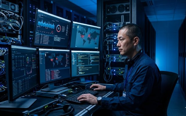 サーバー室の技術者