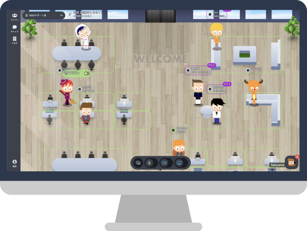 仮想オフィスツールRISA画面
